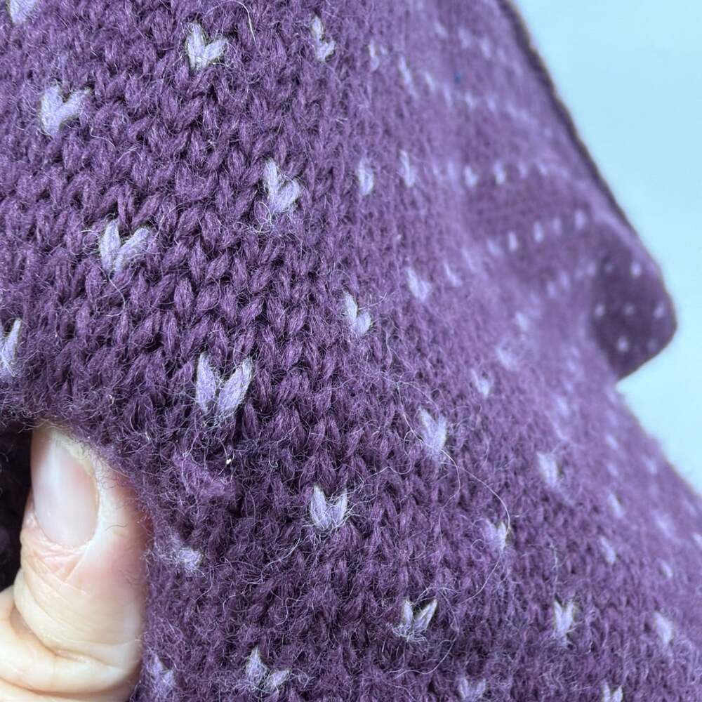 Herman Geist Purple Hand Embroidered Floral Cardigan Sweater Womens L Wool Blend - Picture 7 of 13